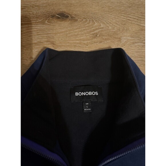 Bonobos Mens Blue Full Zip Mock Neck Sweater Size Slim Large - Picture 3 of 3